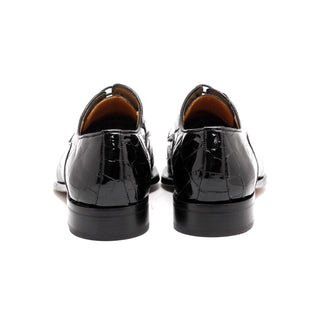 Mister Osor 40179 Men's Shoes Black Crocodile Print Leather Derby Oxfords (MIS1141)-AmbrogioShoes