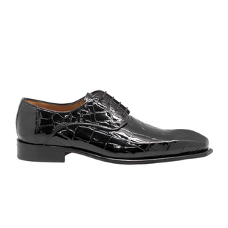 Mister Osor 40179 Men's Shoes Black Crocodile Print Leather Derby Oxfords (MIS1141)-AmbrogioShoes