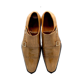 Mister Roni 40418 Men's Shoes Camel Calf-Skin Leather Monk-Straps Loafers (MIS1147)-AmbrogioShoes
