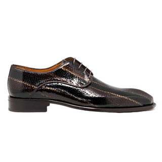 Mister Roses 40418 Men's Shoes Dark Brown Snake Print Leather Derby Oxfords (MIS1148)-AmbrogioShoes