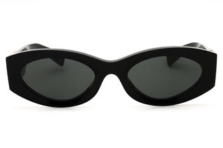 Miu Miu 0MU 11WS women's black plastic oval sunglasses with dark lenses.