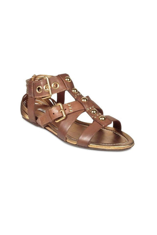 Miu Miu 5X7553 Designer Shoes Brown Leather Strap Sandals (MIUMIU1504)