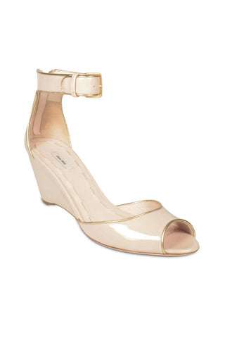 Miu Miu 5XZ045 Women's Designer Shoes Open-Toe Sandal w/ Ankle Strap Beige Patent (MIUMIU1502)