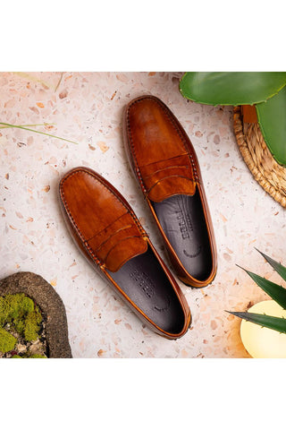 Monza Leather Driver - Cognac-Dellamoda
