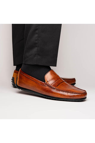 Monza Leather Driver - Cognac-Dellamoda