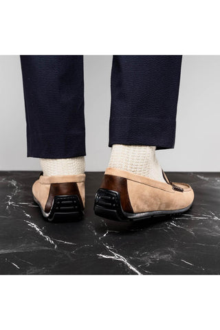 Monza Suede Driver - Bone & Chestnut-Dellamoda