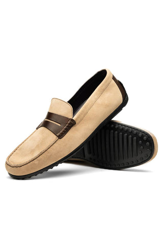 Monza Suede Driver - Bone & Chestnut-Dellamoda