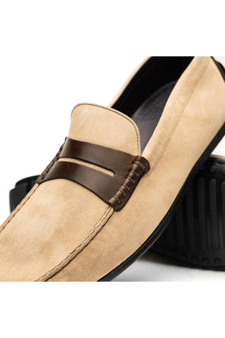Monza Suede Driver - Bone & Chestnut-Dellamoda