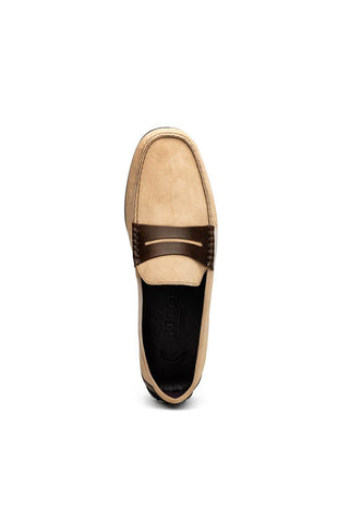 Monza Suede Driver - Bone & Chestnut-Dellamoda