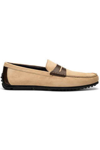 Monza Suede Driver - Bone & Chestnut-Dellamoda
