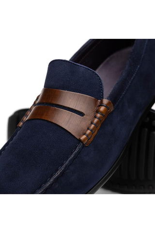Monza Suede Driver - Navy & Chestnut-Dellamoda