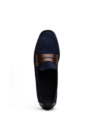 Monza Suede Driver - Navy & Chestnut-Dellamoda