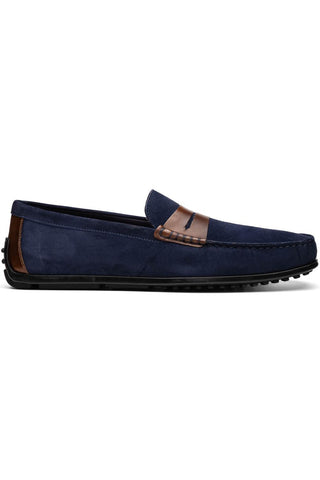 Monza Suede Driver - Navy & Chestnut-Dellamoda