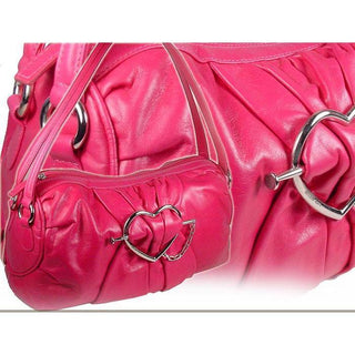 Moschino Women Pink Large Flap Leather Heart Bag J41400 (MOS02)-AmbrogioShoes
