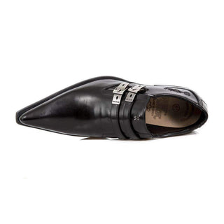 New Rock Men's Shoes Antique Black Leather Monk-Straps Loafers M-2246-S14 (NR1124)-AmbrogioShoes