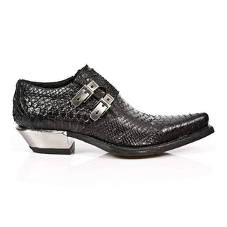 New Rock Men's Shoes Antique Black Western Calf-Skin Boots M-7966-S1 (NR1135)-AmbrogioShoes
