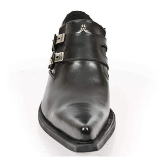 New Rock Men's Shoes Antique Black Western Style Calf-Skin Leather Boots M-7934-S1 (NR1133)-AmbrogioShoes