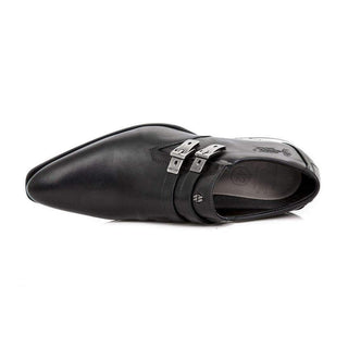 New Rock Men's Shoes Black Antique Poblished Leather Loafers M.2246-S5 (NR1105)-AmbrogioShoes