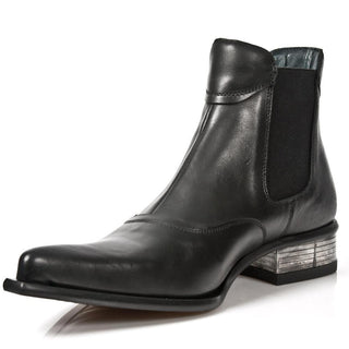 New Rock Men's Shoes Black Calf-Skin Leather Chelsea Ankle Boots M-2287-C1 (NR1240)-AmbrogioShoes