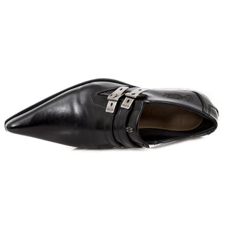 New Rock Men's Shoes Black Calf-Skin Leather Monk-Straps Loafers M-2246-C27 (NR1248)-AmbrogioShoes