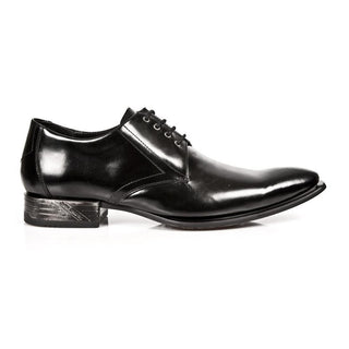 New Rock Men's Shoes Black Calf-Skin Leather Wing-Tip Oxfords M-2243-C11 (NR1270)-AmbrogioShoes