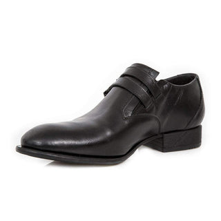 New Rock Men's Shoes Black Leather Monk-Straps Loafers M.VIP96002-S1 (NR1125)-AmbrogioShoes