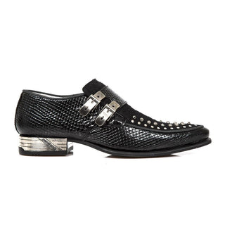 New Rock Men's Shoes Black Multi-Material Monk-Straps Loafers M-BG003-C8 (NR1282)-AmbrogioShoes