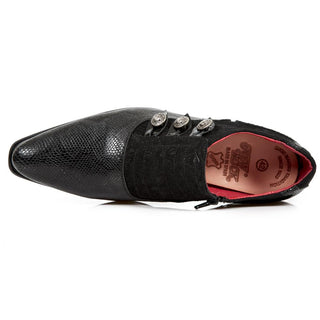 New Rock Men's Shoes Black Multi-Material Monk-Straps Loafers M-NW152-C3 (NR1288)-AmbrogioShoes