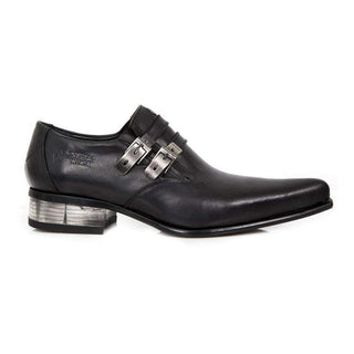 New Rock Men's Shoes Black Nomada Lux Leather Monk-Straps Loafers M-2246-S59 (NR1123)-AmbrogioShoes