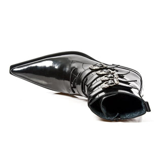 New Rock Men's Shoes Black Patent Leather Boots M-2359-C1 (NR1206)-AmbrogioShoes