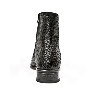 New Rock Men's Designer Shoes Black Python Print / Calf-Skin Leather Ankle Boots M-NW121-C1 (NRS1202)-AmbrogioShoes