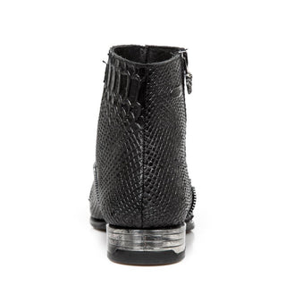New Rock Men's Shoes Black Python Print / Calf-Skin Leather Ankle Boots M-NW140-C1 (NR1269)-AmbrogioShoes
