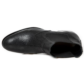 New Rock Men's Shoes Black Python Print / Calf-Skin Leather Chelsea Boots M-VIP96003-C3 (NR1314)-AmbrogioShoes