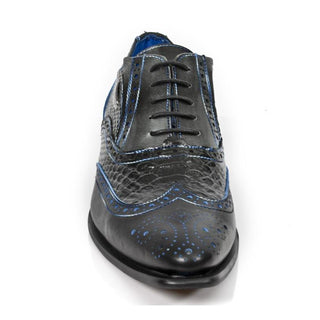 New Rock Men's Shoes Black Python Print / Calf-Skin Leather Classic Oxfords M-NW136-C5 (NR1262)-AmbrogioShoes
