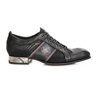 New Rock Men's Shoes Black Python Print / Calf-Skin Leather Oxfords M-DIAMOND001-C2 (NR1214)-AmbrogioShoes