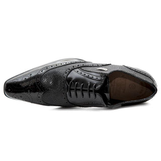 New Rock Men's Shoes Black Python Print / Patent Leather Oxfords M-NW136-C11(NR1303)-AmbrogioShoes