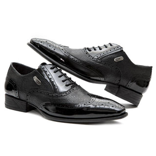 New Rock Men's Shoes Black Python Print / Patent Leather Oxfords M-NW136-C11(NR1303)-AmbrogioShoes