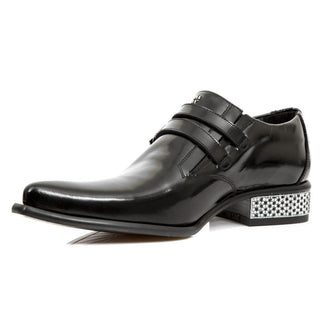 New Rock Men's Shoes Black Smooth Calf-Skin Leather Monk-Straps Loafers M-2246-SW20 (NR1292)-AmbrogioShoes