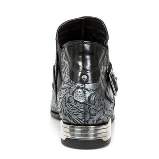 New Rock Men's Shoes Black Vintage Flower Print / Calf-Skin Leather M-NW135-C9 (NR1225)-AmbrogioShoes