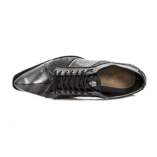 New Rock Men's Shoes Black and Silver Dragon Skin Print / Calf-Skin Leather Oxfords M-DIAMOND001-C1 (NR1221)-AmbrogioShoes