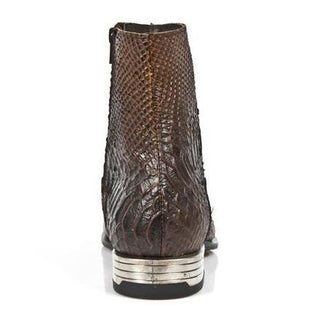 New Rock Men's Shoes Brown Python Print / Calf-Skin Leather Ankle Boots M-NW121-C9 (NR1203)-AmbrogioShoes