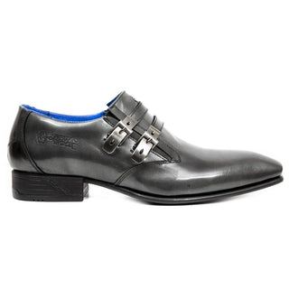 New Rock Men's Shoes Gray Calf-Skin Leather Loafers M-NW157-C4(NR1302)-AmbrogioShoes