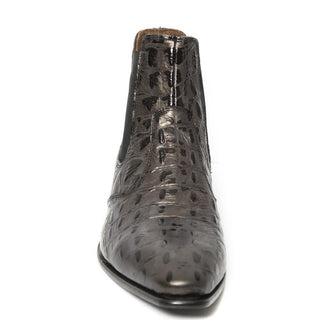 New Rock Men's Shoes Gray Nile Crocodile Print / Calf-Skin Leather Ankle Boots M-NW158-C3 (NR1306)-AmbrogioShoes