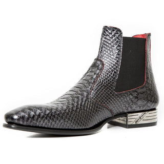 New Rock Men's Shoes Gray Python Print / Calf-Skin Leather Leather Ankle Boots M-NW158-C2(NR1305)-AmbrogioShoes