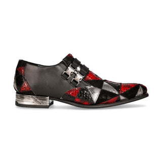 New Rock Men's Shoes Multi-Color PatchWork Alligator Print / Calf-Skin Leather Monk-Straps Loafers M-NW2288T-S5 (NR1208)-AmbrogioShoes