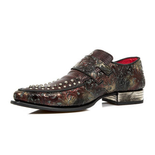 New Rock Men's Shoes Red Multi-Material Monk-Straps Loafers M-BG003-C9 (NR1283)-AmbrogioShoes