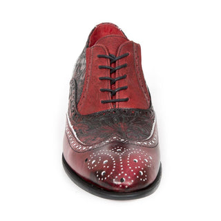 New Rock Men's Shoes Red Vintage Flower Print / Calf-Skin Leather Oxfords M-VIP96006-C10 (NR1220)-AmbrogioShoes