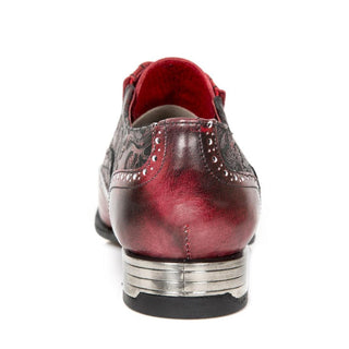 New Rock Men's Shoes Red Vintage Flower Print / Calf-Skin Leather Oxfords M-VIP96006-C10 (NR1220)-AmbrogioShoes