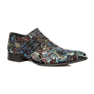 New Rock Men's Shoes Texture Print Leather Monk-Straps Loafers M.NW2288-S21 (NR1114)-AmbrogioShoes