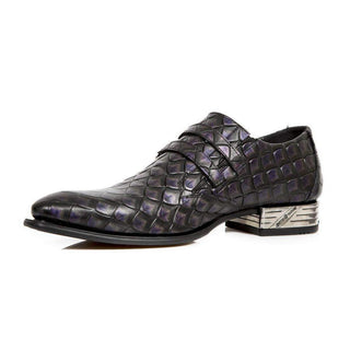 New Rock Men's Shoes Violet Dragon Print Leather Loafers M-2288-S11 (NR1110)-AmbrogioShoes